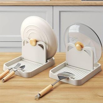 OEM Estante De Cocina De Pl&aacute;stico Para Tapas De Ollas, Multifuncional, Vertical, Plegable Y De Pared Para Cucharas De Mesa, Estante De Almacenamiento Para