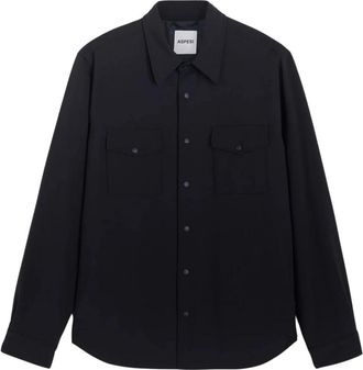 Aspesi Flanellen Overshirt - Heren - Zomerjassen - Blauw - L - Jassen