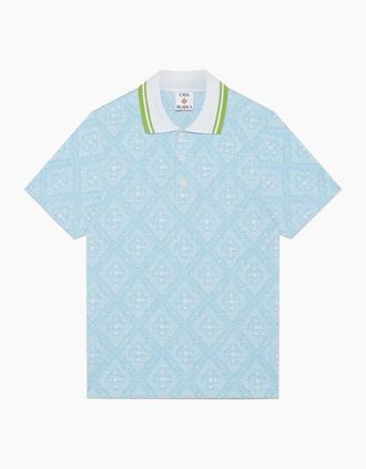 Casablanca Mens JACQUARD POLO SHIRT - Blue - Size: 38