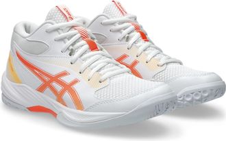 Asics Hallenschuh ASICS GEL-TASK MT 4, Damen, Gr. 43,5, weiss (wei&szlig;, vivid coral), Synthetik, Schuhe Hallenschuh