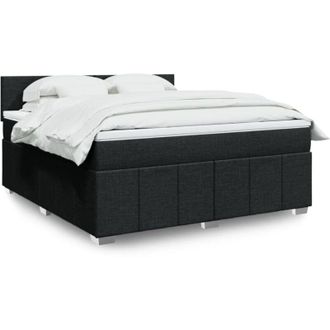 vidaXL Vidaxl - Cama Box Spring Con Colch&oacute;n Tela Negro 180x200 Cm