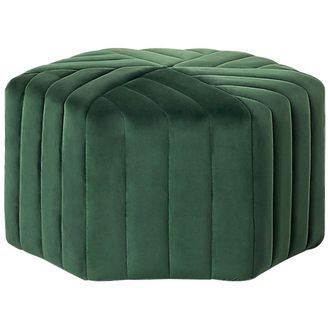 Beliani Puf De Terciopelo Verde Oscuro 53 X 29 Cm Geom&eacute;trico Sala De Estar Murietta