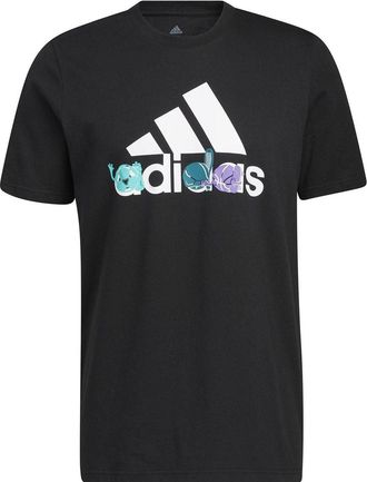 adidas Mens adidas Logo Cartoon Pattern Printing Round Neck Short Sleeve Black T-Shirt HE4837