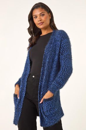 Roman Fluffy Longline Knit Cardigan