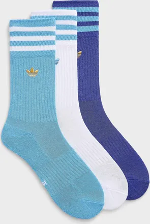 adidas Mens Embroidered logo triple-stripe ribbed socks 3-pack