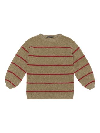 Bimba & Lola striped balloon-sleeve sweater - women - Wool/Mohair/Elastane/Polyamide - L - Brown