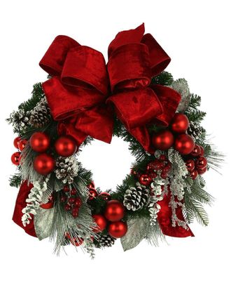 Creative Displays Inc. 28In Flocked Berry Christmas Wreath With Large Bow