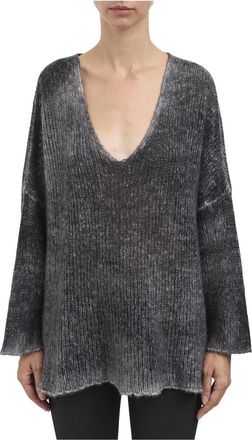 Avant Toi Maglia V Over in Garza Cashmere Seta - Dames - Cashmere truien - Grijs - XS - Kasjmier - Truien & Vesten