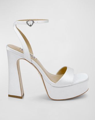 Badgley Mischka Caia Crystal Heart Platform Sandals