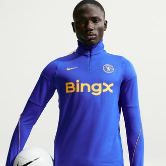 Nike Chelsea FC Strike Nike Mens Dri-FIT Soccer Knit Drill Top in Blue | II4207-453