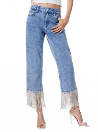 Alice & Olivia Crystal Hem Jean In Blue