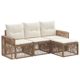 vidaXL Conjunto De Sof&aacute;s De Jard&iacute;n 4 Pcs Beige Y Blanco Crema Vidaxl