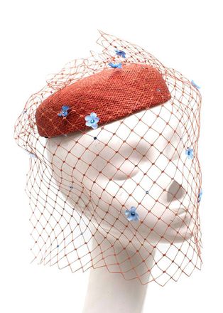 Piers Atkinson Orange Jute Pillbox with Veil