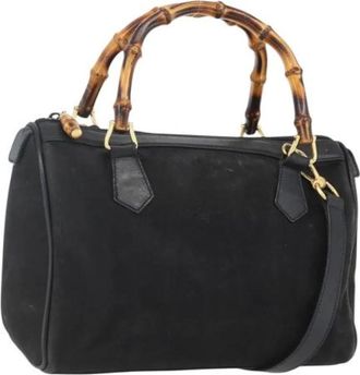 Gucci Pre-owned Handbags, female, Black, Size: ONE SIZE Pre-owned Suede Handbag