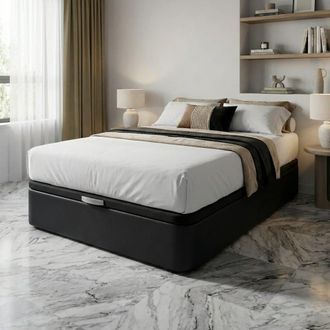 BeZen Canap&eacute; polipiel deluxe negro altura 35 cm 135x180 cm