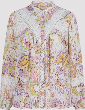 Esqualo Womens Lace Trim Blouse In White