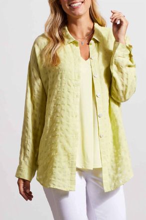 Tribal Long Sleeve Button Front Shirt In Wild Lime