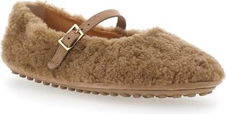 Tod's Shearling-Lined Ballet Flat - Beige