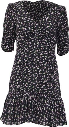Tanya Taylor Floral-Print Mini Dress in Black Viscose