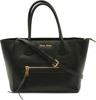 Miu Miu Black Leather Handbag Shoulder Bag Tote Bag (Pre-Owned)