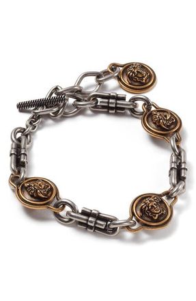 Versace Novantatr&eacute; Mixed Metal Bracelet in Palladium 82-Gold 82 at Nordstrom