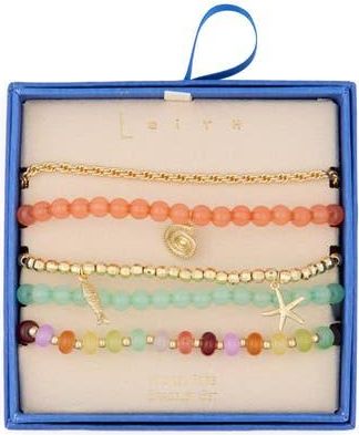 Leith Assorted 5-Pack Beaded Stretch Bracelets in Rainbow Multi- Gold at Nordstrom Rack
