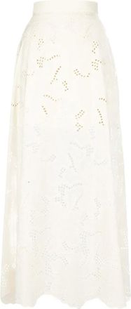 Elie Saab Gonna lunga con ricamo - Bianco