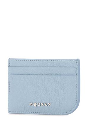 Alexander McQueen Mens Light Blue Leather Card Holder Shirtingbluesilver Portafogli