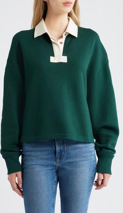 Rag & Bone Vintage Terry Polo Sweatshirt in Forest at Nordstrom, Size X-Small