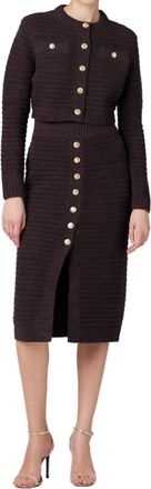 Toccin Tani Button Front Pencil Skirt In Brown