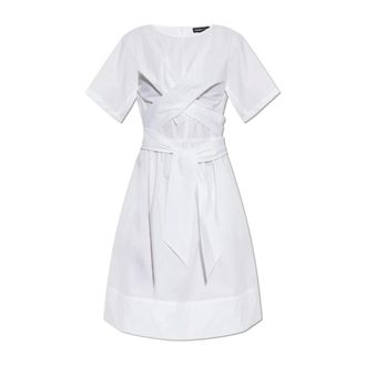 Emporio Armani Short Dresses, female, White, Size: 2XS Tie-Waist Dress
