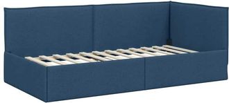 vidaXL Corner Bed Frame with Headboard Blue 80 cm x 200 cm Fabric vidaXL