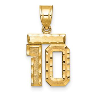 Diamond2Deal 14k Yellow Gold Small Brushed Diamond-cut Number Charm Pendant