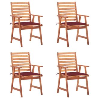 vidaXL Sillas Comedor De Jard&iacute;n Y Cojines 4 Uds Madera Maciza Acacia Vidaxl