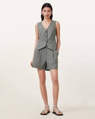 AllSaints Averie Tencel Relaxed Fit Linen Blend Shorts