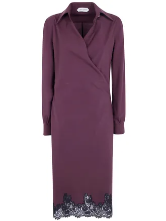 Alberta Ferretti Dress Tropical Wool Midi