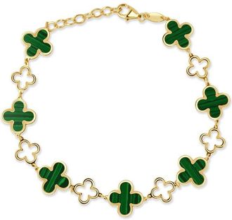 Italian Gold, Inc 14K Malachite Station Chain Bracelet