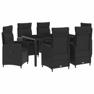 vidaXL Juego De Comedor Para Exteriores 7 Pcs Negro 150 X 90 X 75 Cm Vidaxl