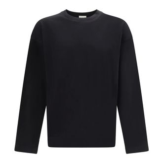 Dries Van Noten T-shirt met lange mouwen en ronde hals - Heren - Tops - Zwart - Maat: XL Katoen