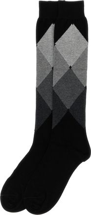 Ballantyne Diamond-Patterned Cotton Socks - Black