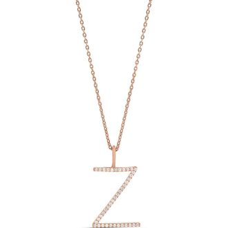 SHYMI Jumbo Pav&eacute; Block Initial Pendant Necklace in Rose at Nordstrom