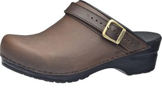 Sanita | Morse Mule Clog | Original Handmade Flexible Leather Clog for Women | Anatomical Shaped Footbed with Soft Foam | Heel Strap | Dark Brown | 3 UK