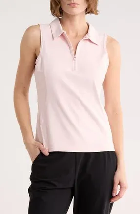 Zella Replay Half Zip Polo Tank in Pink Crystal at Nordstrom Rack, Size X-Small