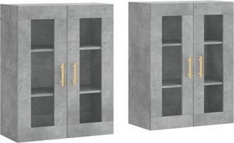 vidaXL Vidaxl - Armarios de pared 2 uds madera de ingeniería gris hormigón