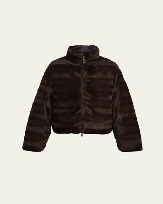 Balenciaga Faux Fur Reversible Nylon Puffer Jacket