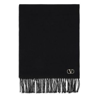 Valentino Garavani Scarf with decorative fringes - male - Valentino Garavani - Winter Scarves - Black - ONE SIZE - Accessories