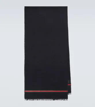 Gucci Web Stripe wool and silk scarf