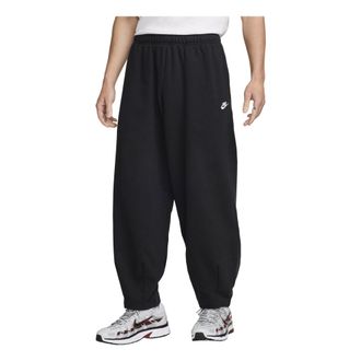 Nike Club Fleece Oversized French Terry Pants Asia Sizing Black White HJ1823-010