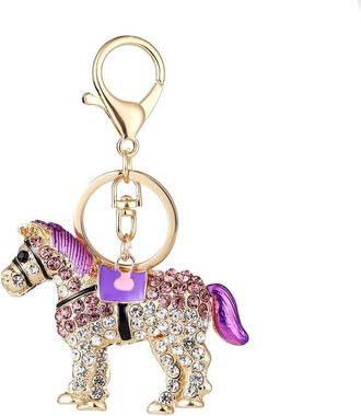 Generic Shiny Rhinestone Horse Keyring Purse Bag Pendant Keychain Cost-effective and,, Medium, other gemstones, As Shown, M