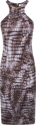 Elisabetta Franchi Kleedjes, Dames, Bruin, S, Halterneck Jurk Met Krokodillenprint